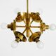 Suspension en laiton Kaiser Leuchten des années 1960 avec 6 abat-jours en verre opale.
