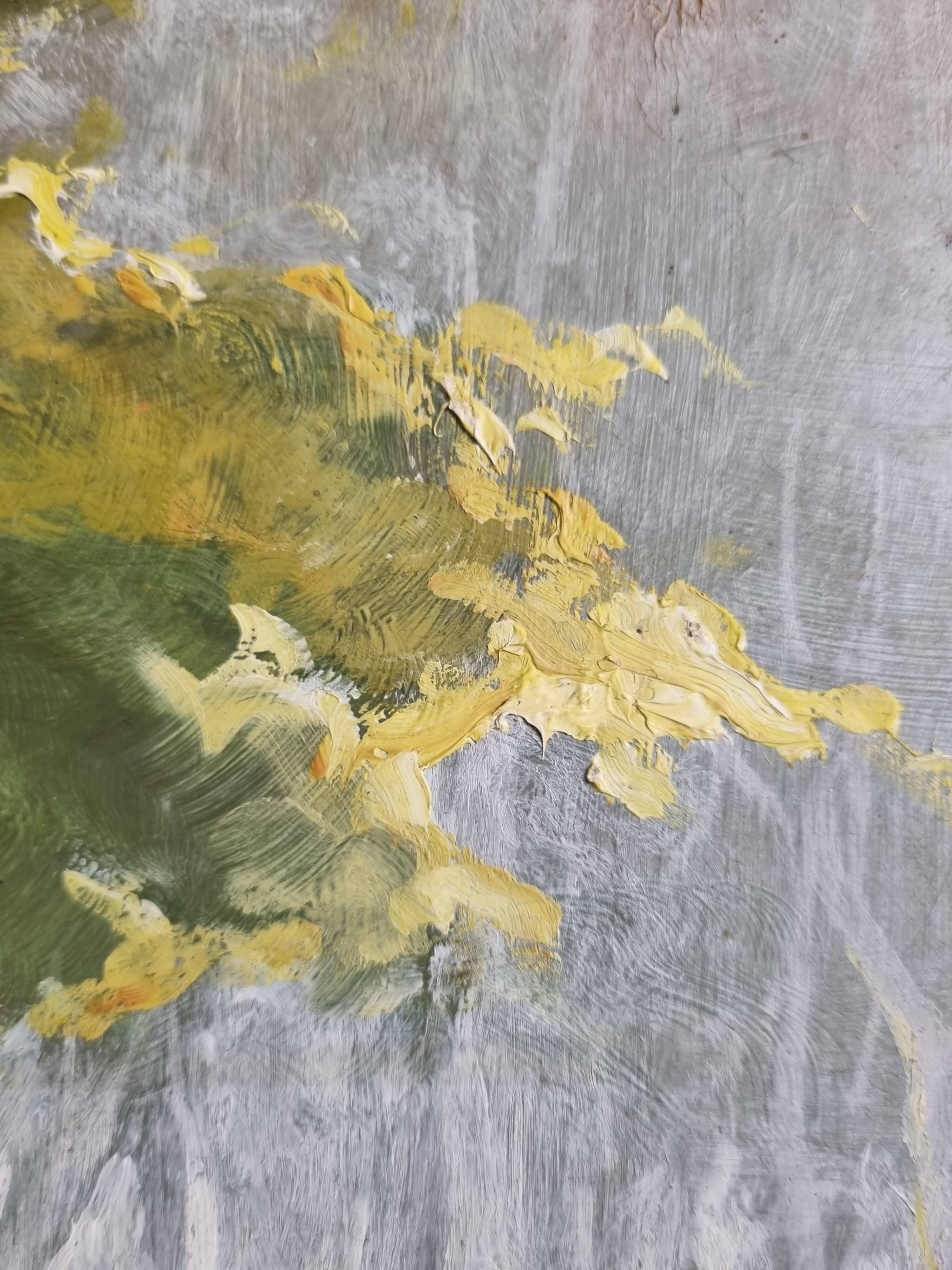 Oil on panel signed by Maurice Leuleu Autumn landscape 104x54 cm framed