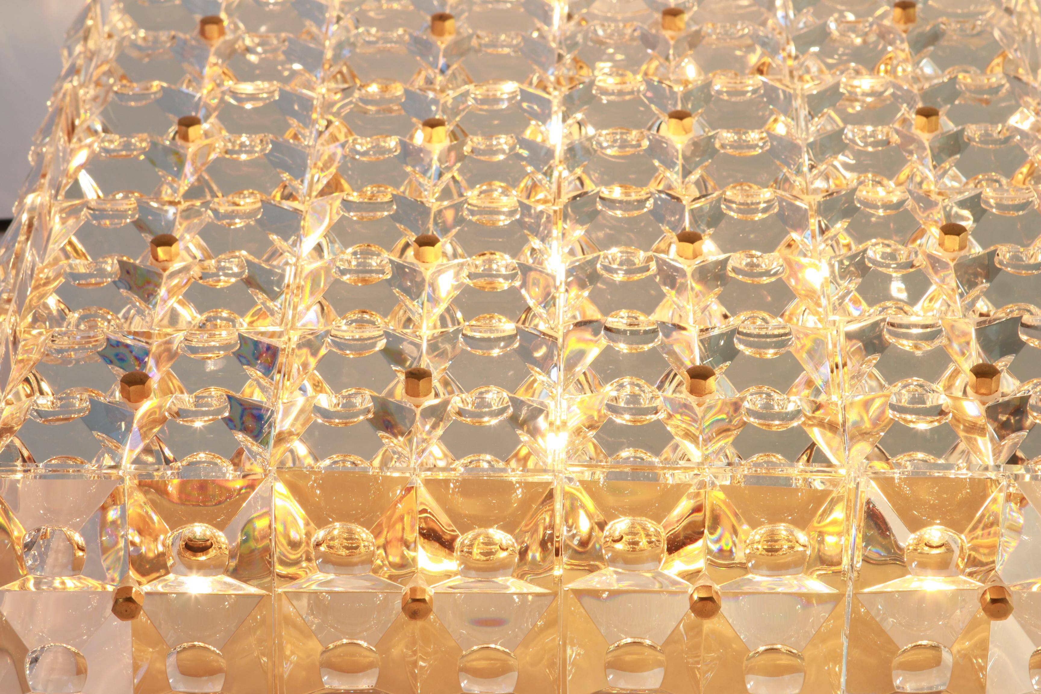 Large crystal faceted ceiling light by Kinkeldey, Germany, 1970s.