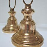 Pair of brass and three-pointed stone candelabra candle holders early twentieth century