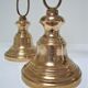 Pair of brass and three-pointed stone candelabra candle holders early twentieth century