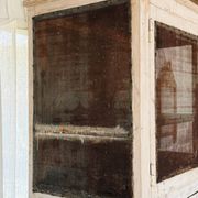 Buffet, vaisselier en bois patiné écru
