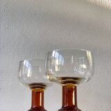 2 amber foot cups from the 70s