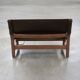 20th century leather and wood bench