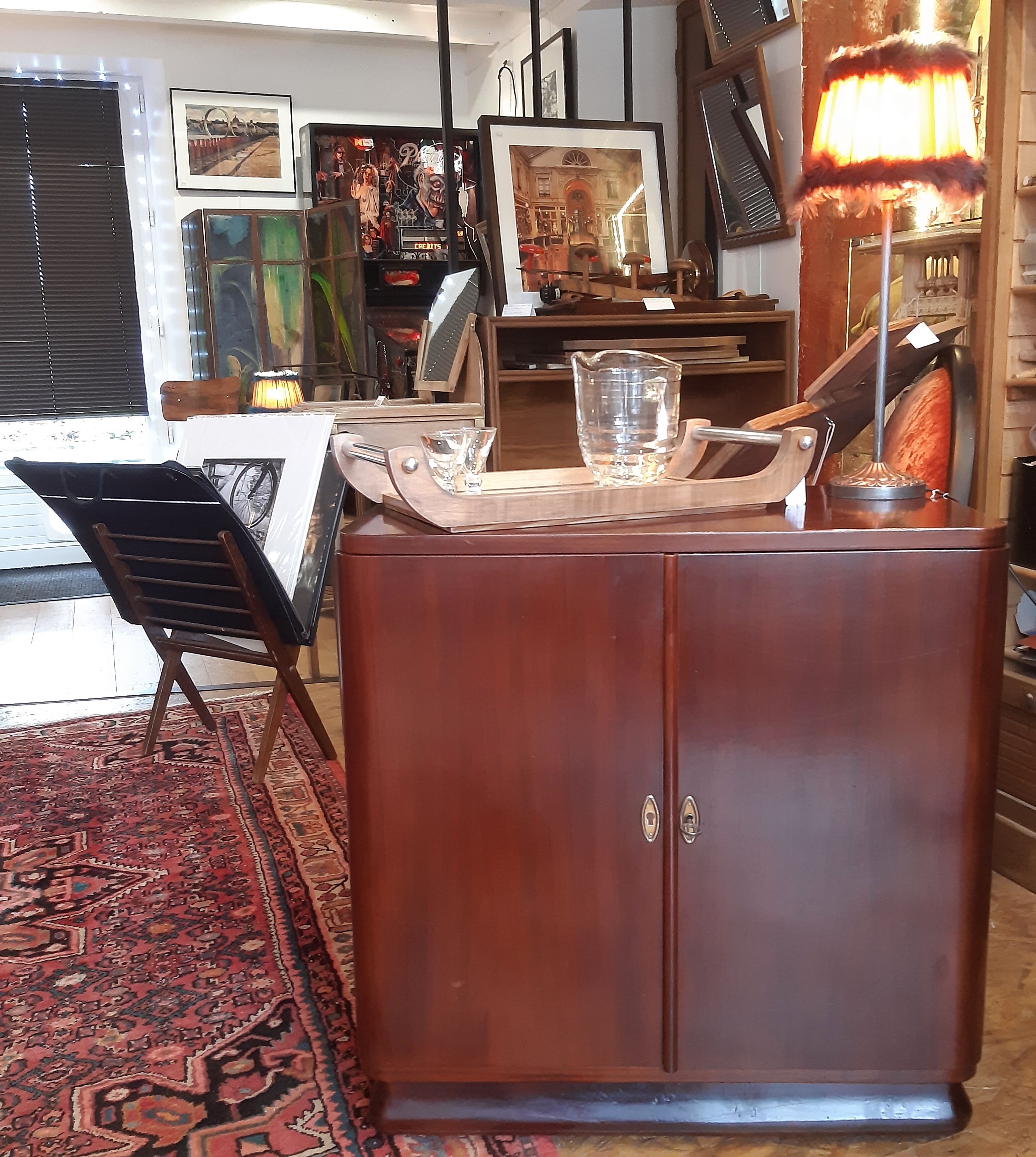 furniture, vintage, music, mahogany veneer, on wheels