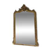 Antique mirror 183.5/116cm with pediments and pearl detailing in gold leaf.