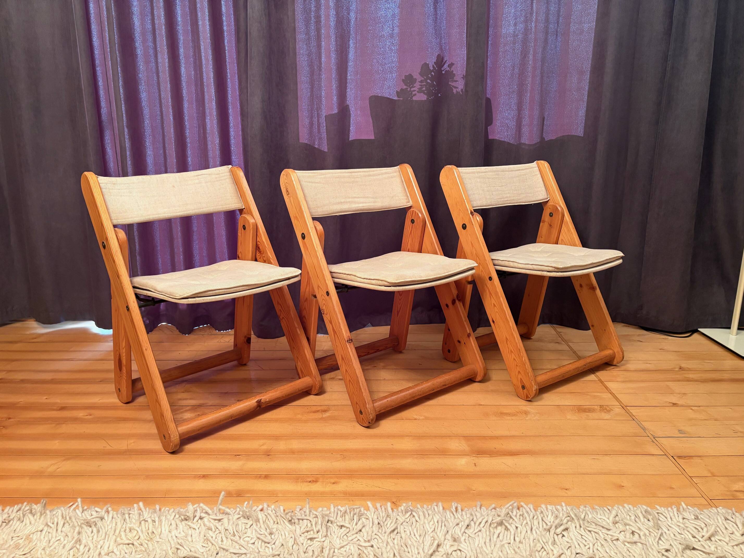 Set of three Kon-Tiki chairs designed by Gillis Lundgren, Ikea, Sweden, 197