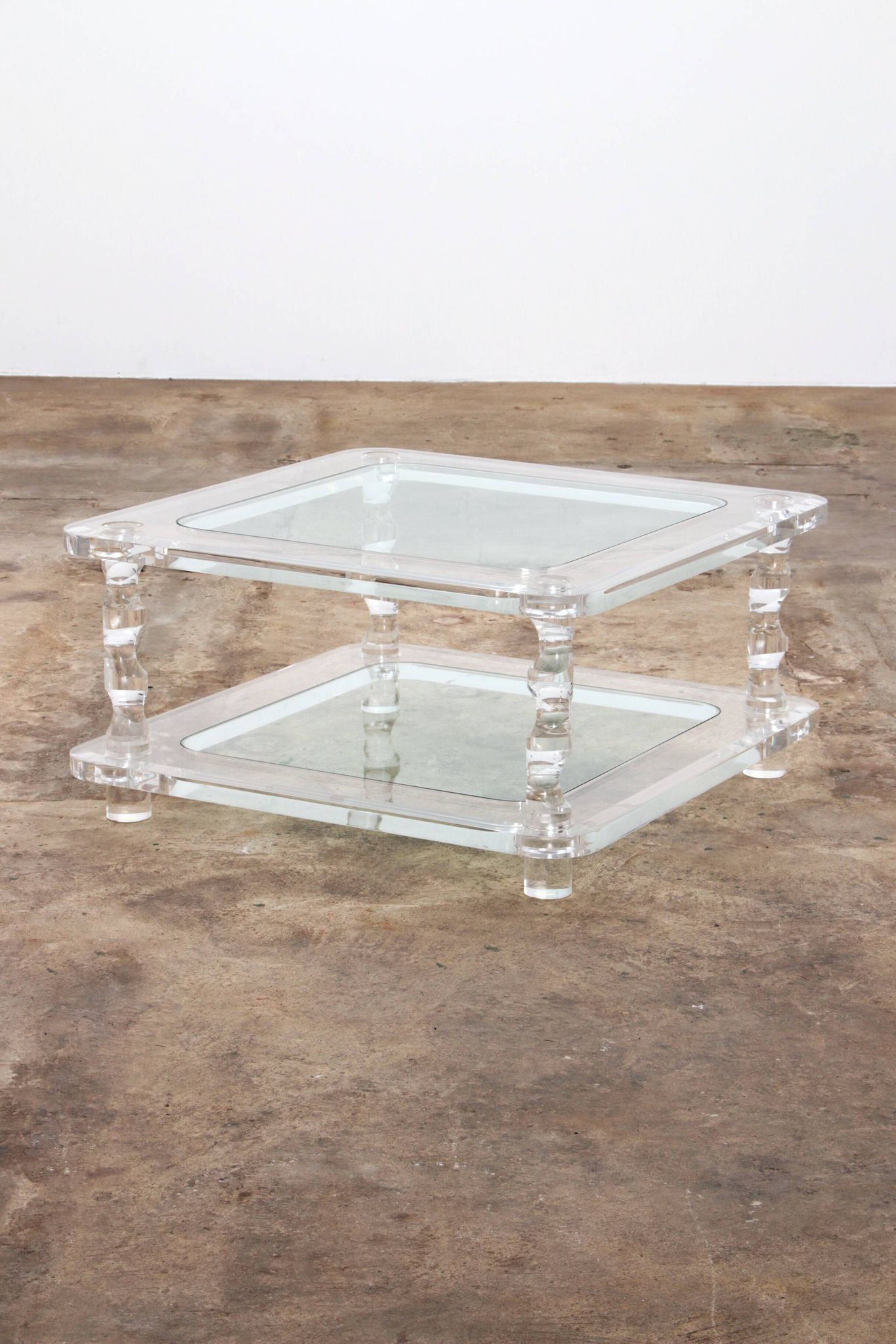 French Coffee Table Lucite and Glass Maison Romeo, 1970s