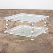 French Coffee Table Lucite and Glass Maison Romeo, 1970s