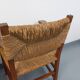 Suite de 2 fauteuils brutalistes vintage en bois de chêne et paille