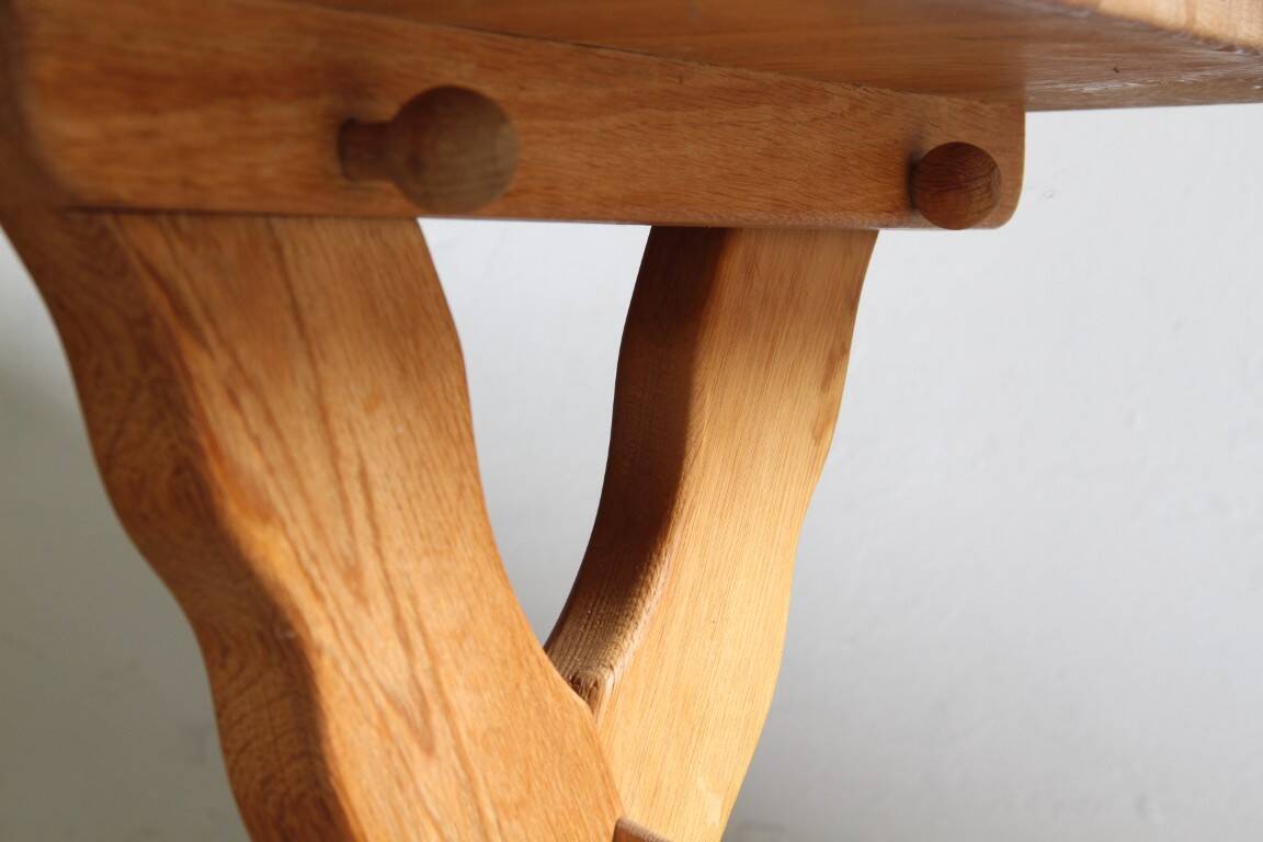 Vintage danish brutalist oak dining table