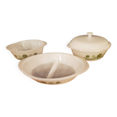 Lot de 3 plats vintage en pyrex fleurs vertes