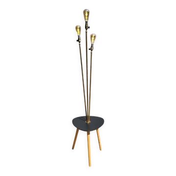 Three-light painter's table lamp in brass from the 1950s.