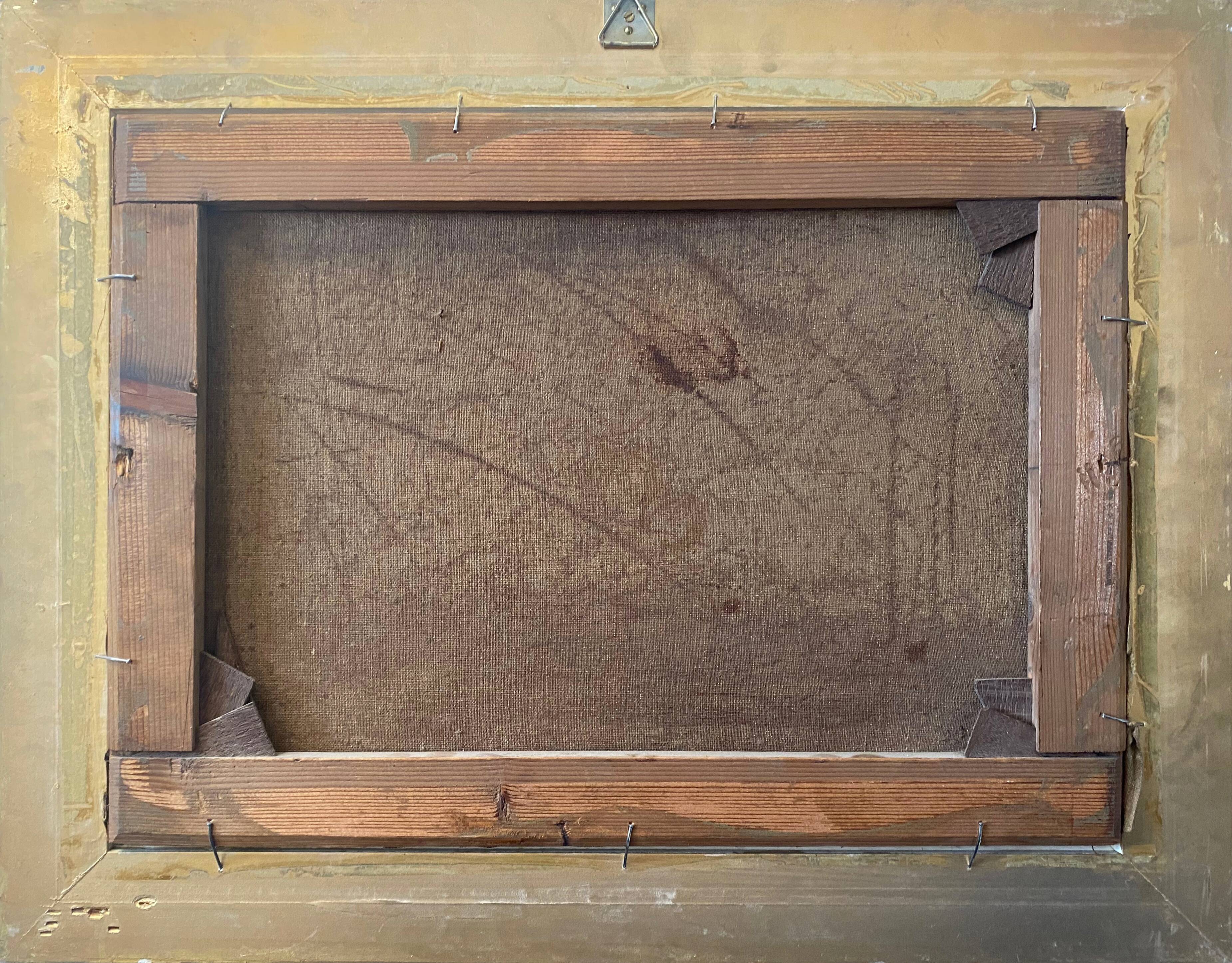 Table HST XIX° "The jewel of nature" Animated landscape Signed C. Lion + frame