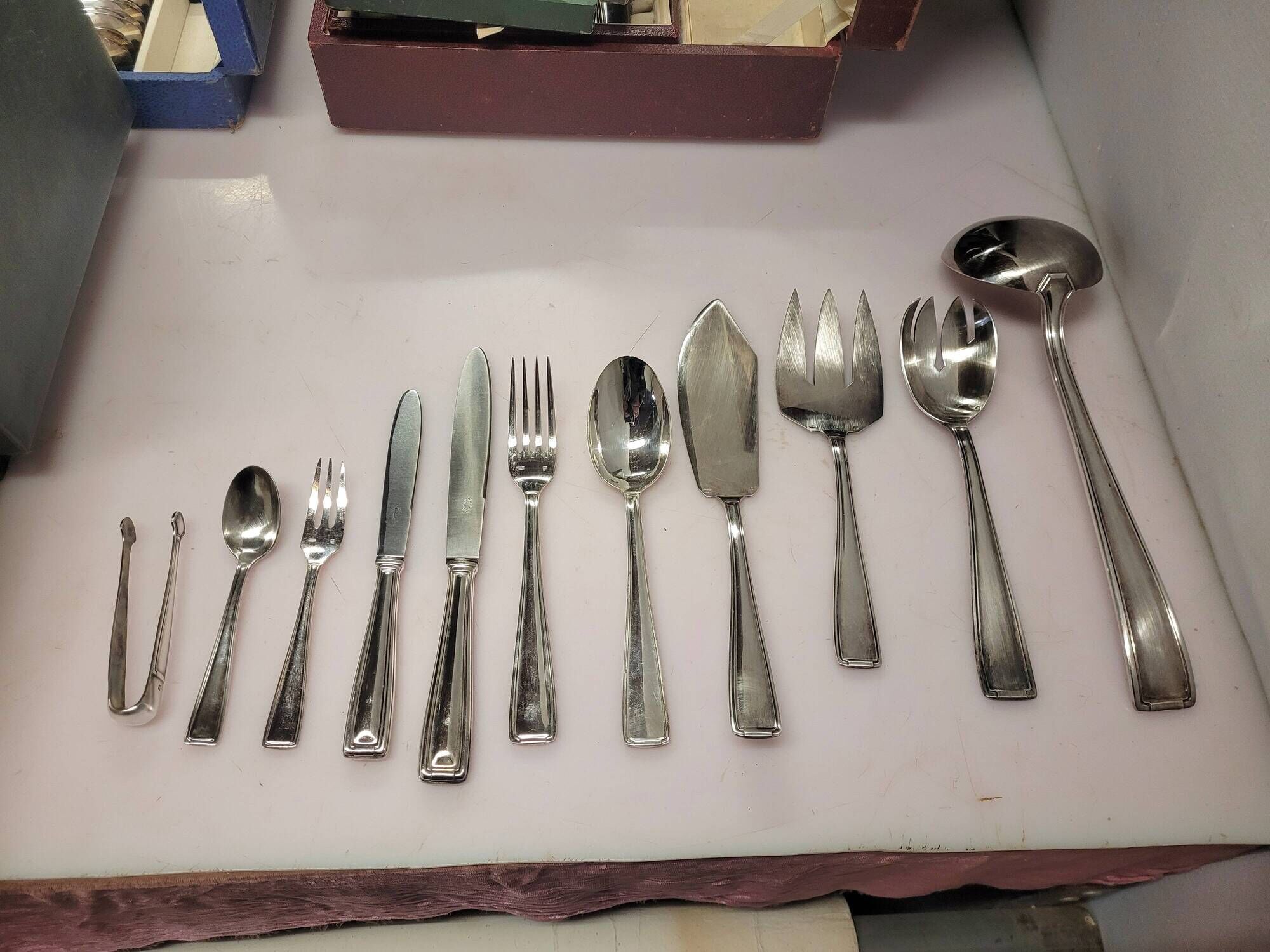 Silver plated cutlery set, Fionnet François, mid-20th century, 149 pieces with boxes