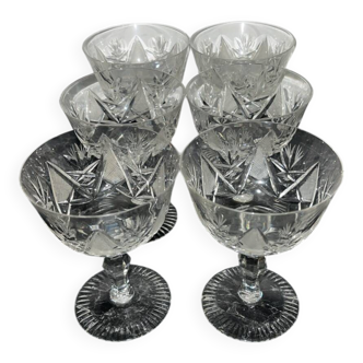 6 vintage cut crystal cups