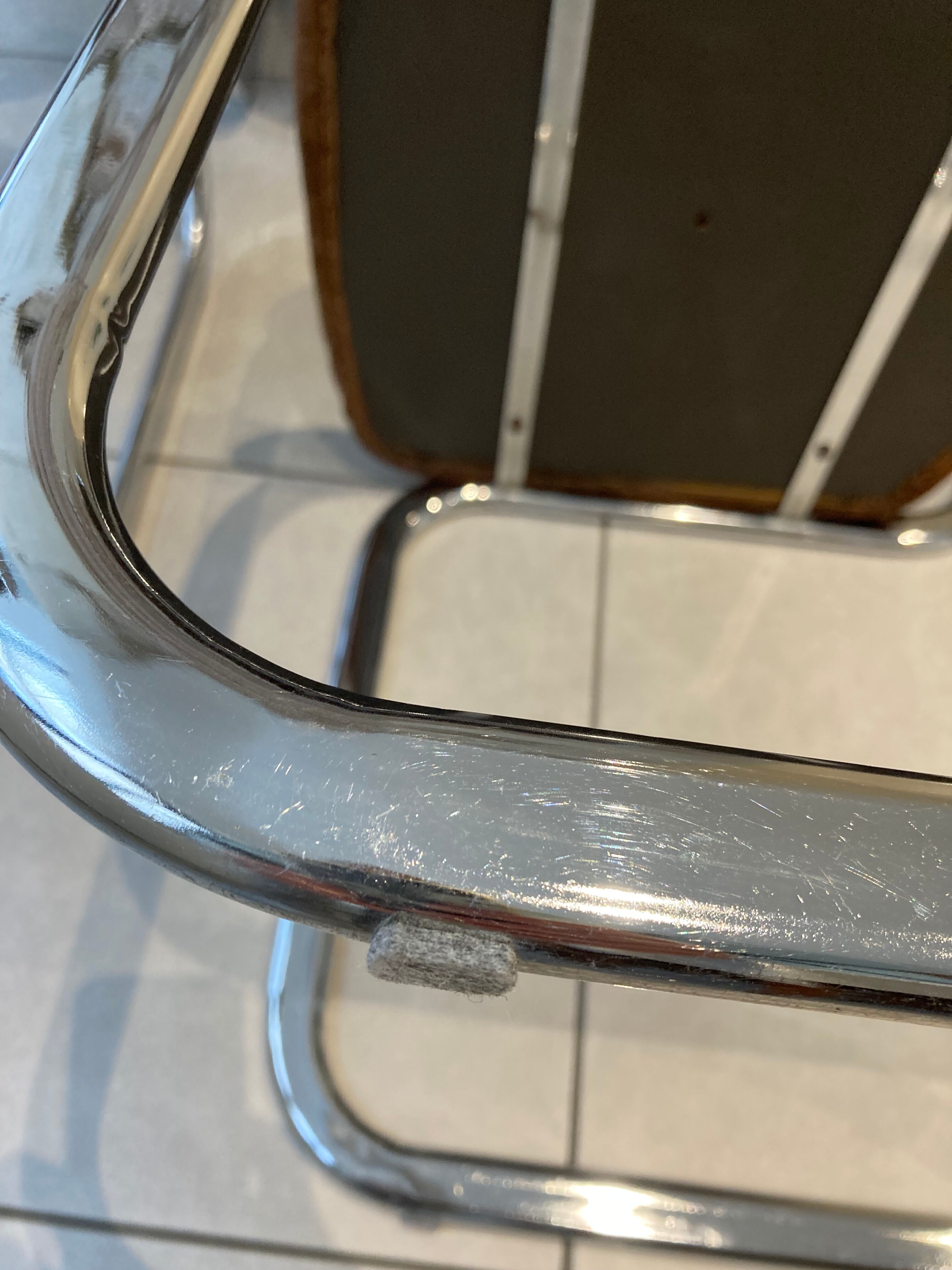 Set of 4 chairs chrome and suede 70s