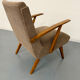 Set of 2 vintage wooden and fabric armchairs designed in the 1960s.