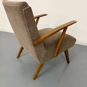 Set of 2 vintage wooden and fabric armchairs designed in the 1960s.