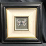 Pastel, butterfly drawing signed, 20th century frame