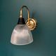 Pair of brass wall sconces and prismatic glass tulips vintage decoration lighting fixture