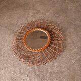 Miroir en rotin vintage