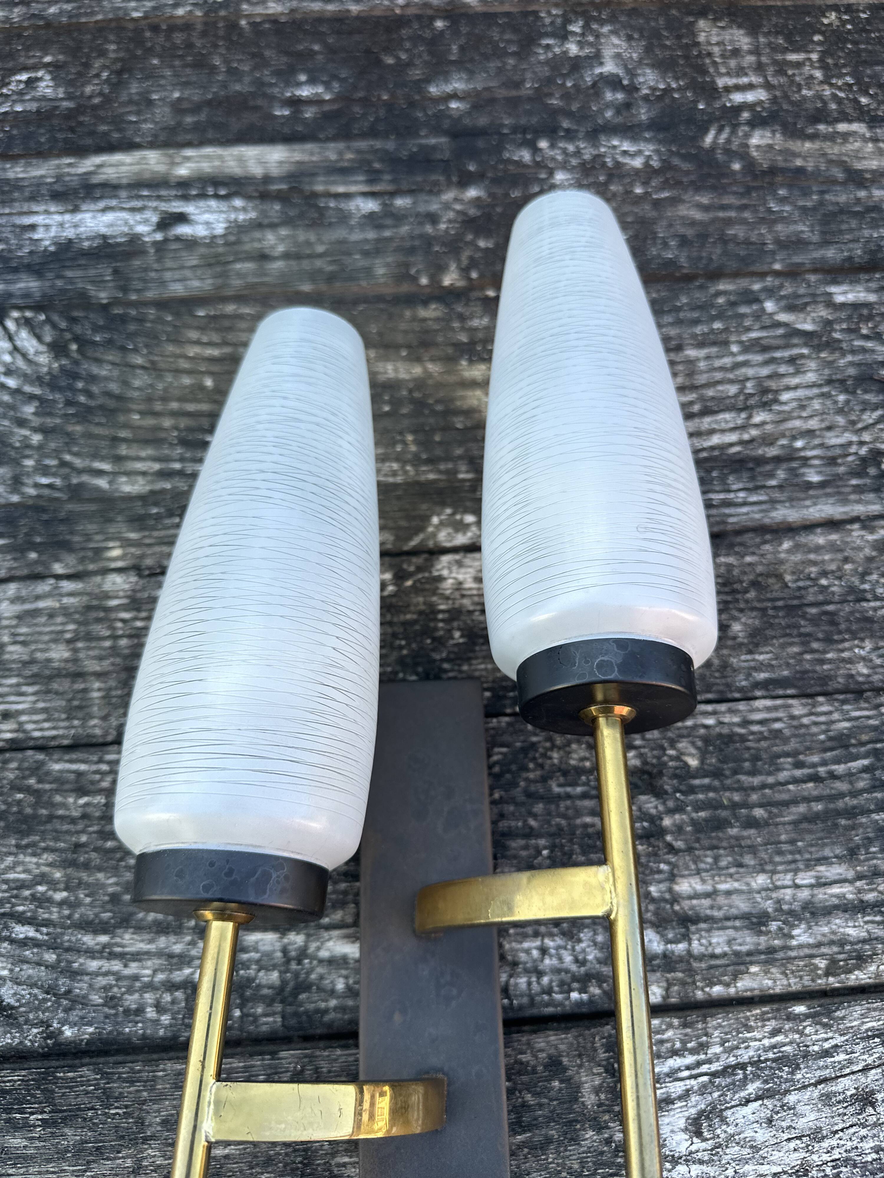 Lunel double wall light in brass and metal, vintage 1950s