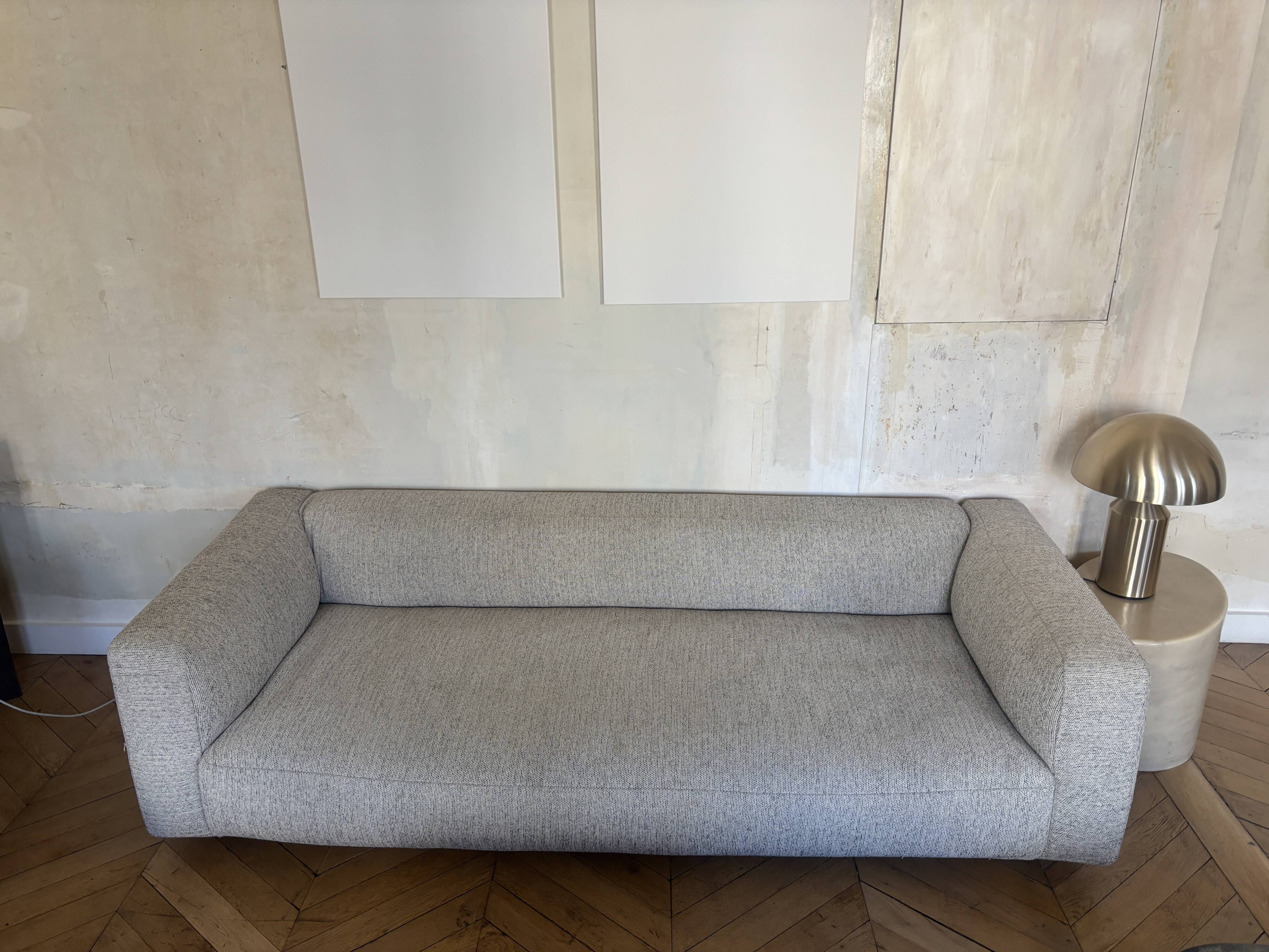 Zanotta sofa - cream herringbone wool fabric by Pierre Frey - 230 x 100 cm