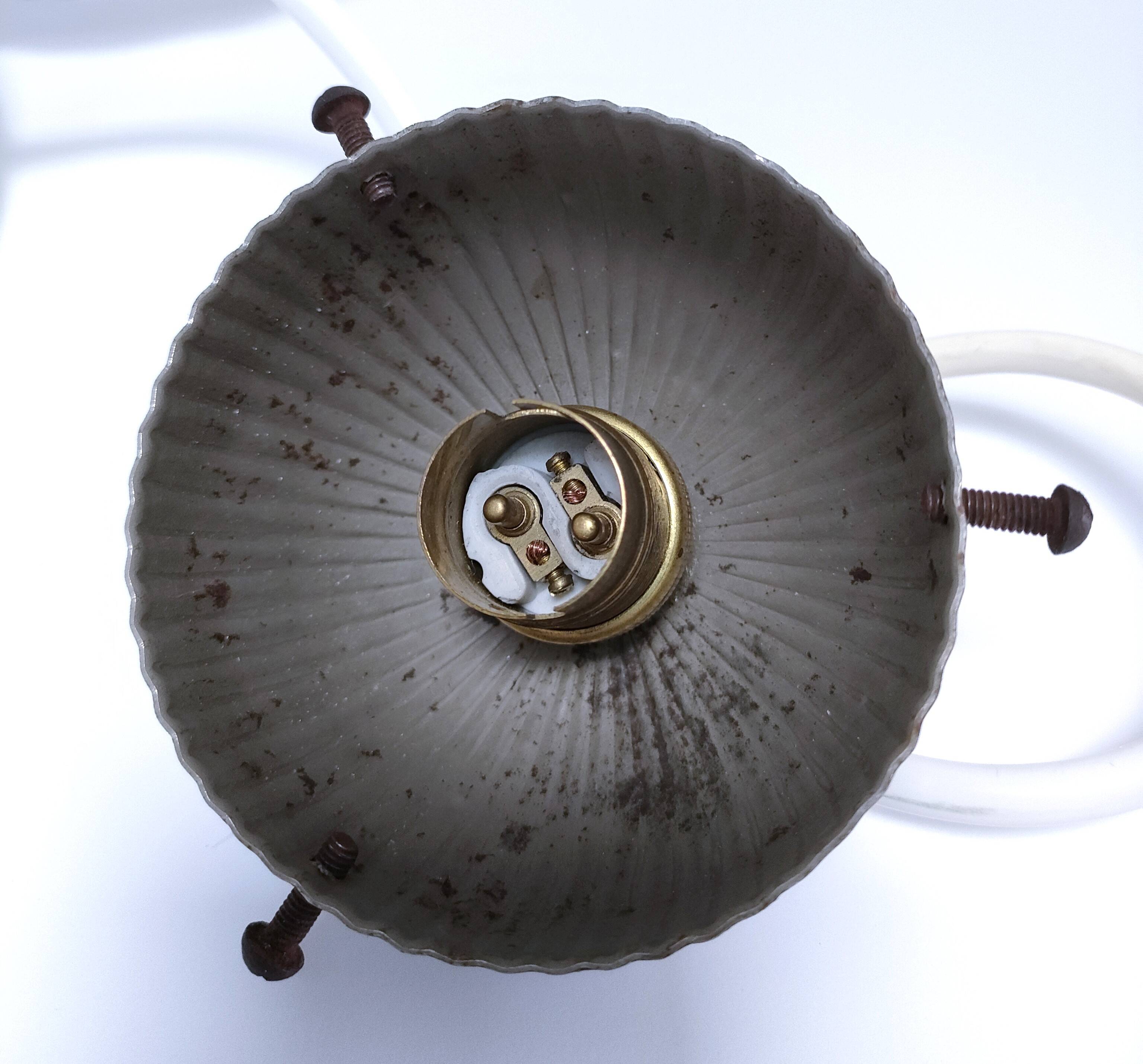 Art Deco glass ball pendant with floral decor