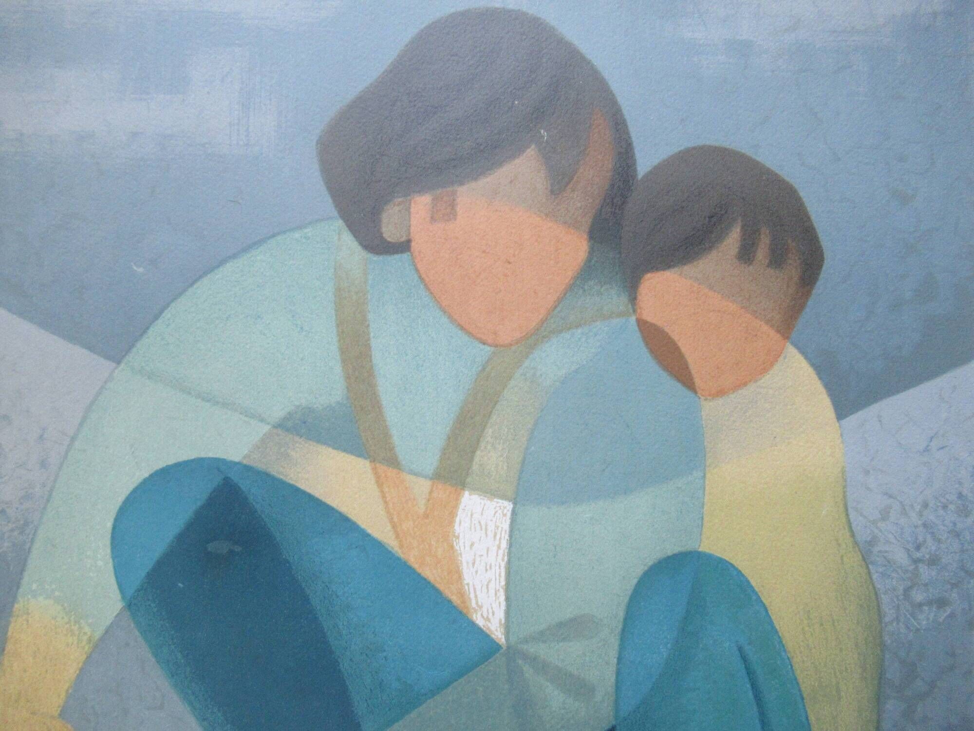 Louis toffoli lithograph on arches paper woman and child signed & numbered