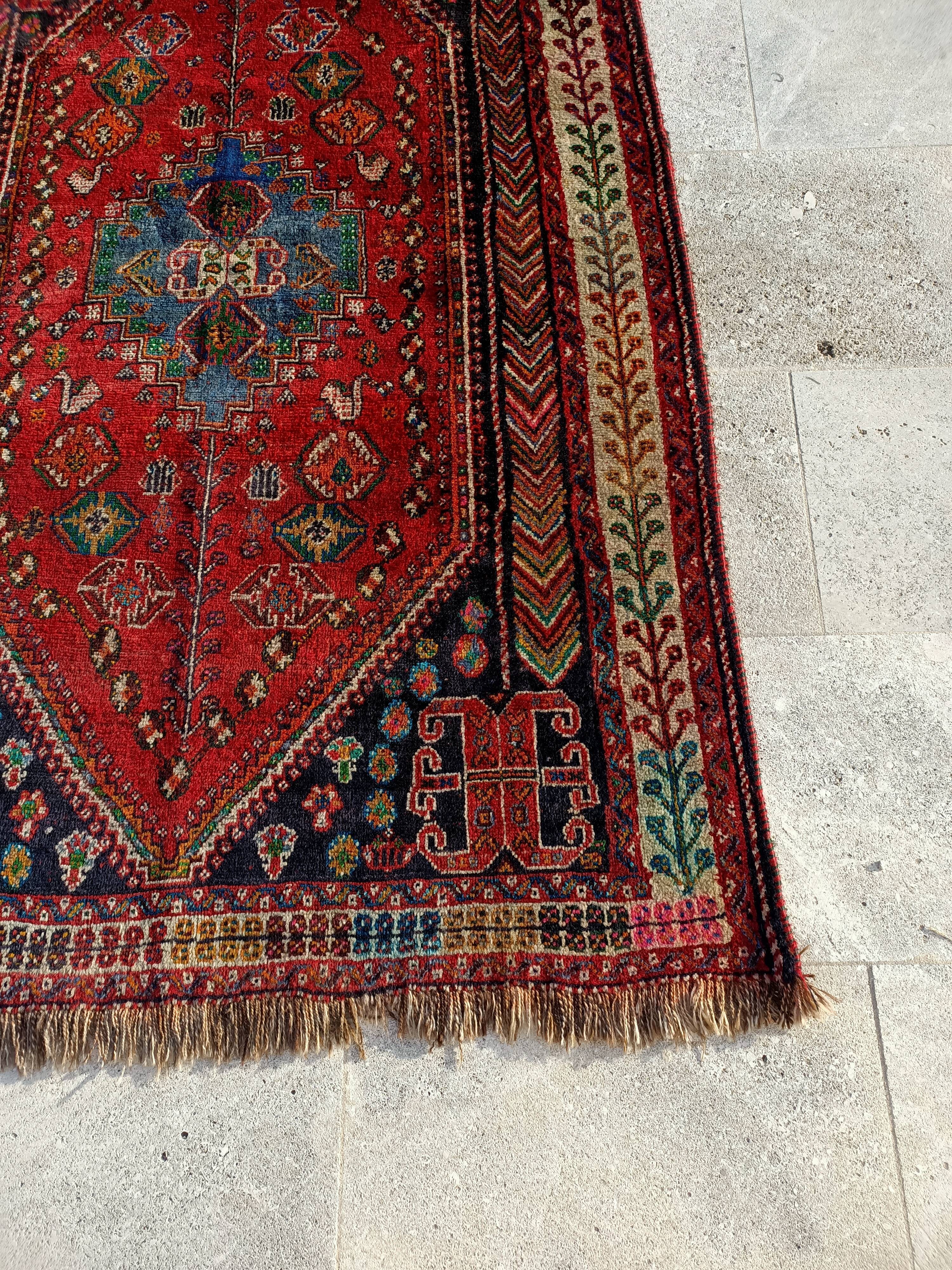 Tapis ancien Iran Shiraz 205x140 fait main