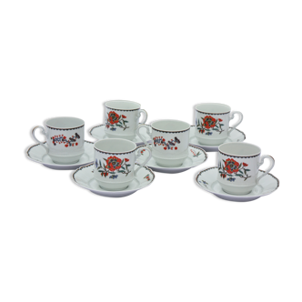 Set de 6 tasses à thé porcelaine Haviland à la Grenade