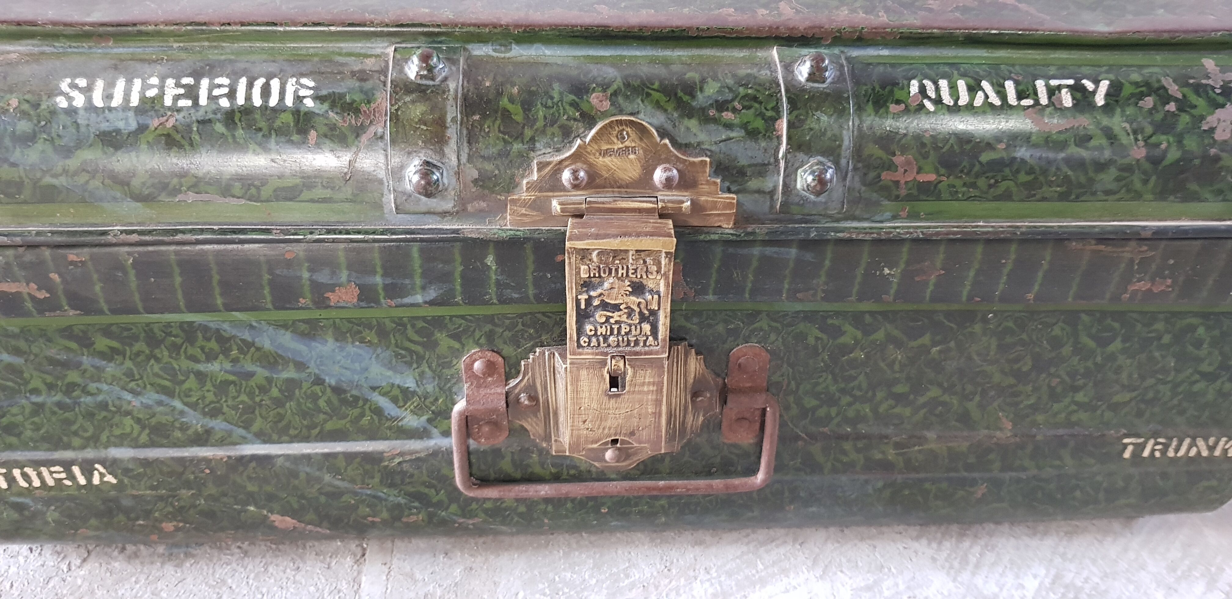 Ancient colonial travel trunk