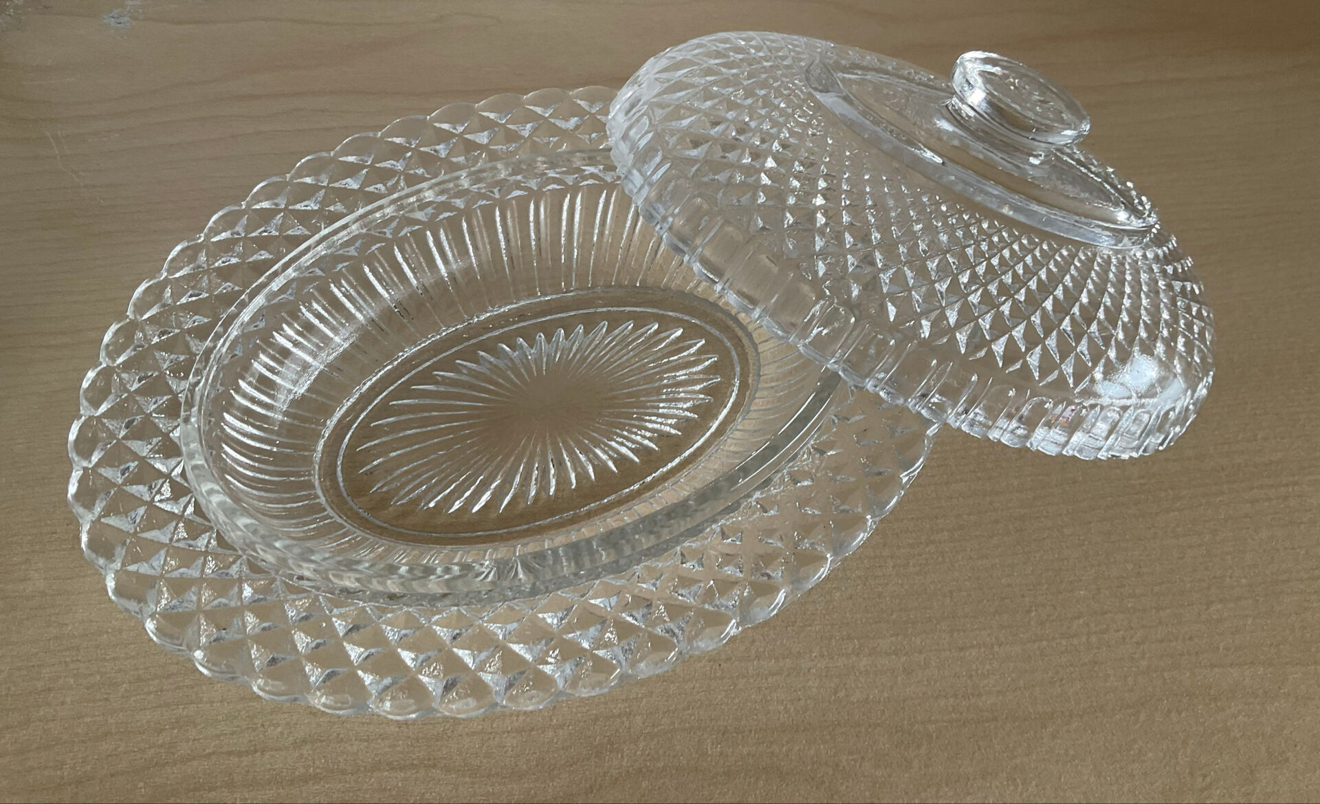 Vintage glass butter dish