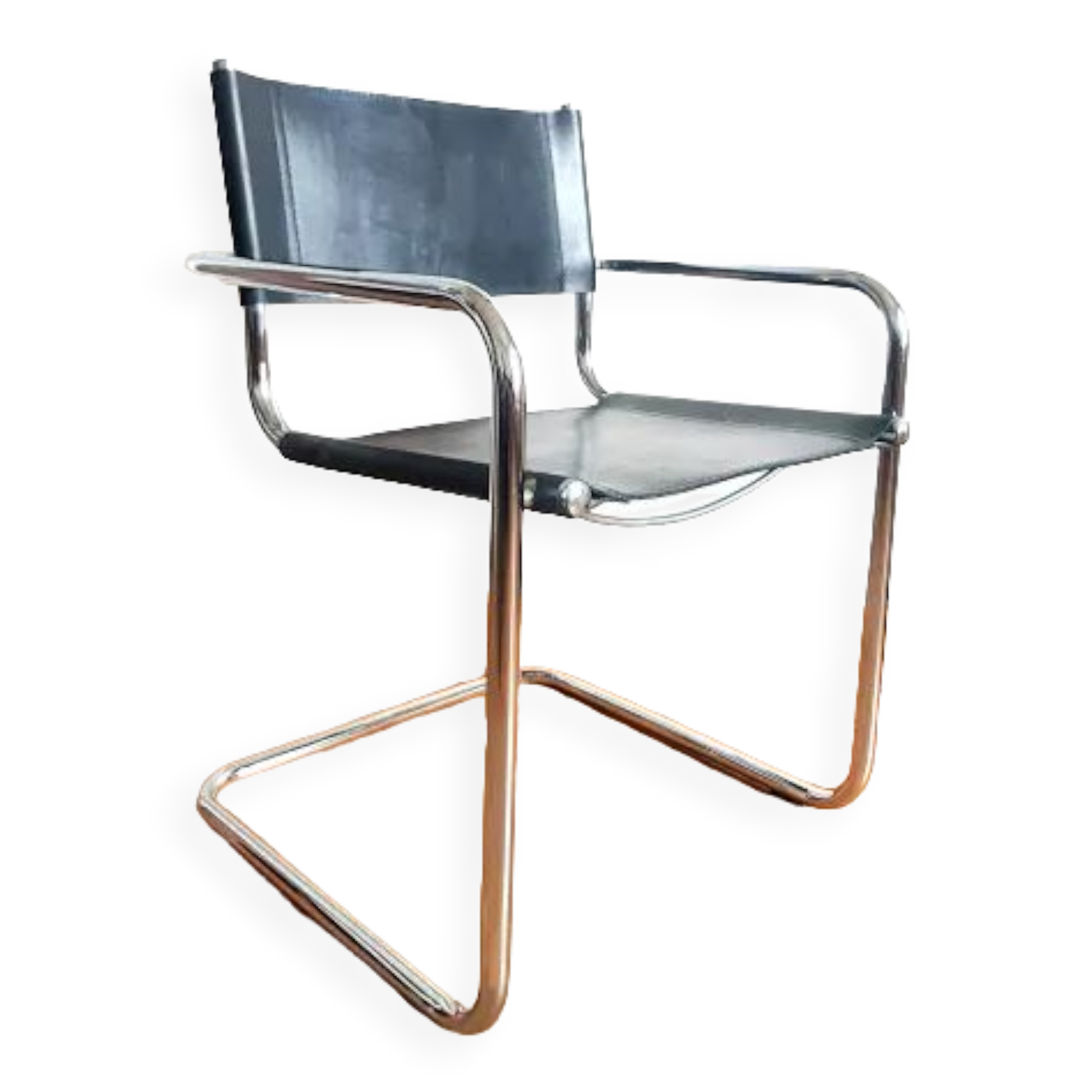 Cantilever design armchair in tubular steel 1970