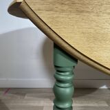 Table en Bois - Ovale - Bois brut et pied Vert