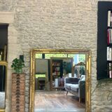 Miroir ancien de cheminée 144,5cm/131,5cm feuille d’or et mercure