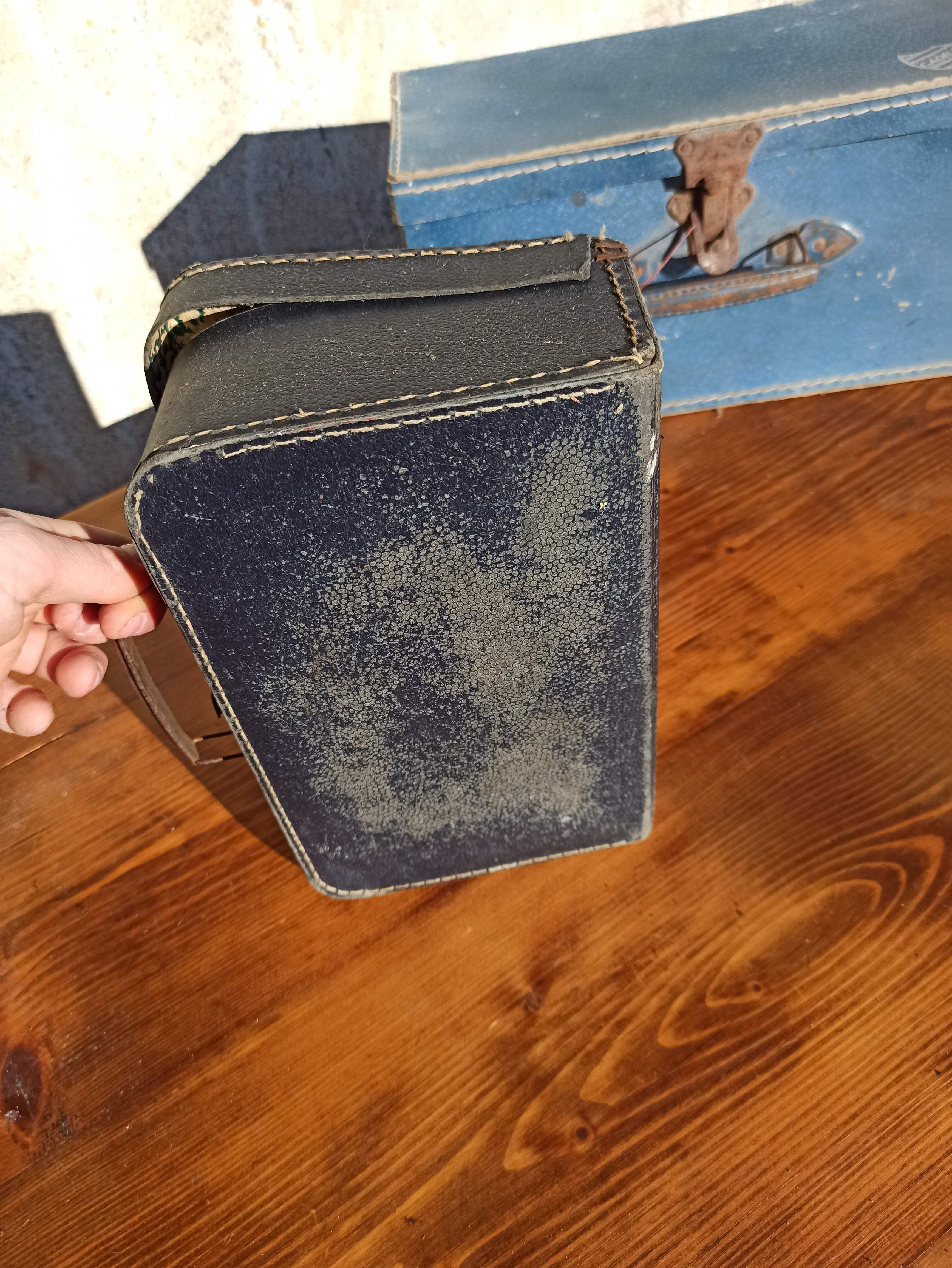 Set of 3 old cardboard suitcases