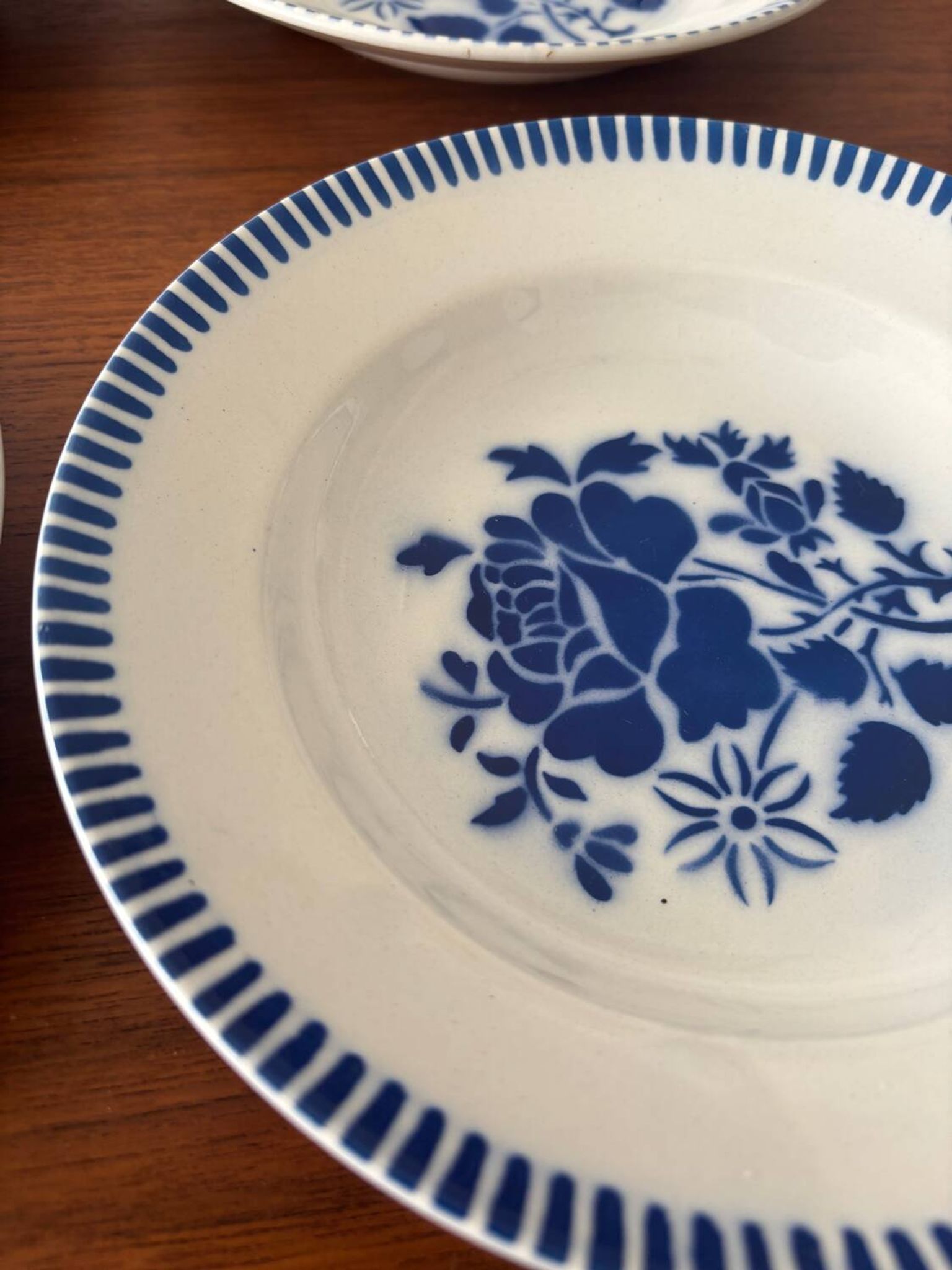 Set of 6 deep plates Luneville model Évian – floral decoration