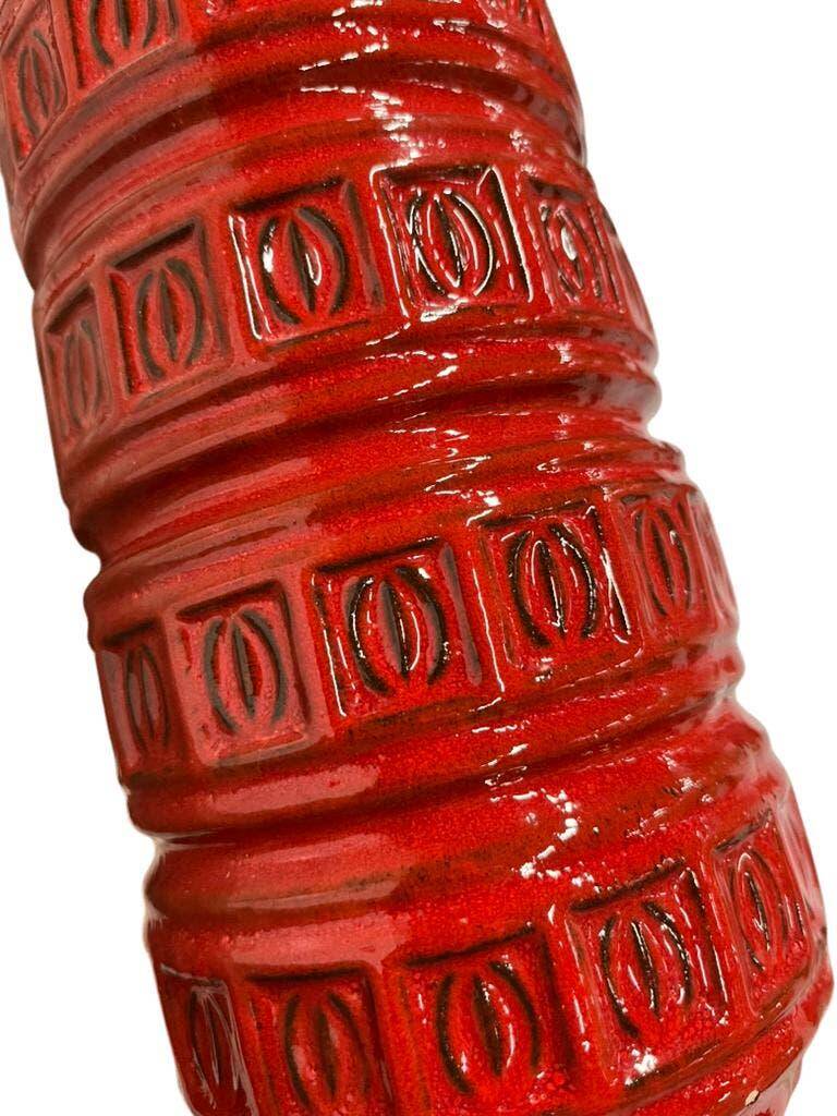 Vintage geometric red ceramic vase Scheurich WG