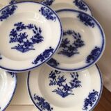 Set of 7 soup plates, Grand Bouquet Boch-Frères Keramis, 19th century