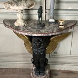 Pair of marble and bronze console tables, Italy, circa 1930