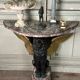 Pair of marble and bronze console tables, Italy, circa 1930