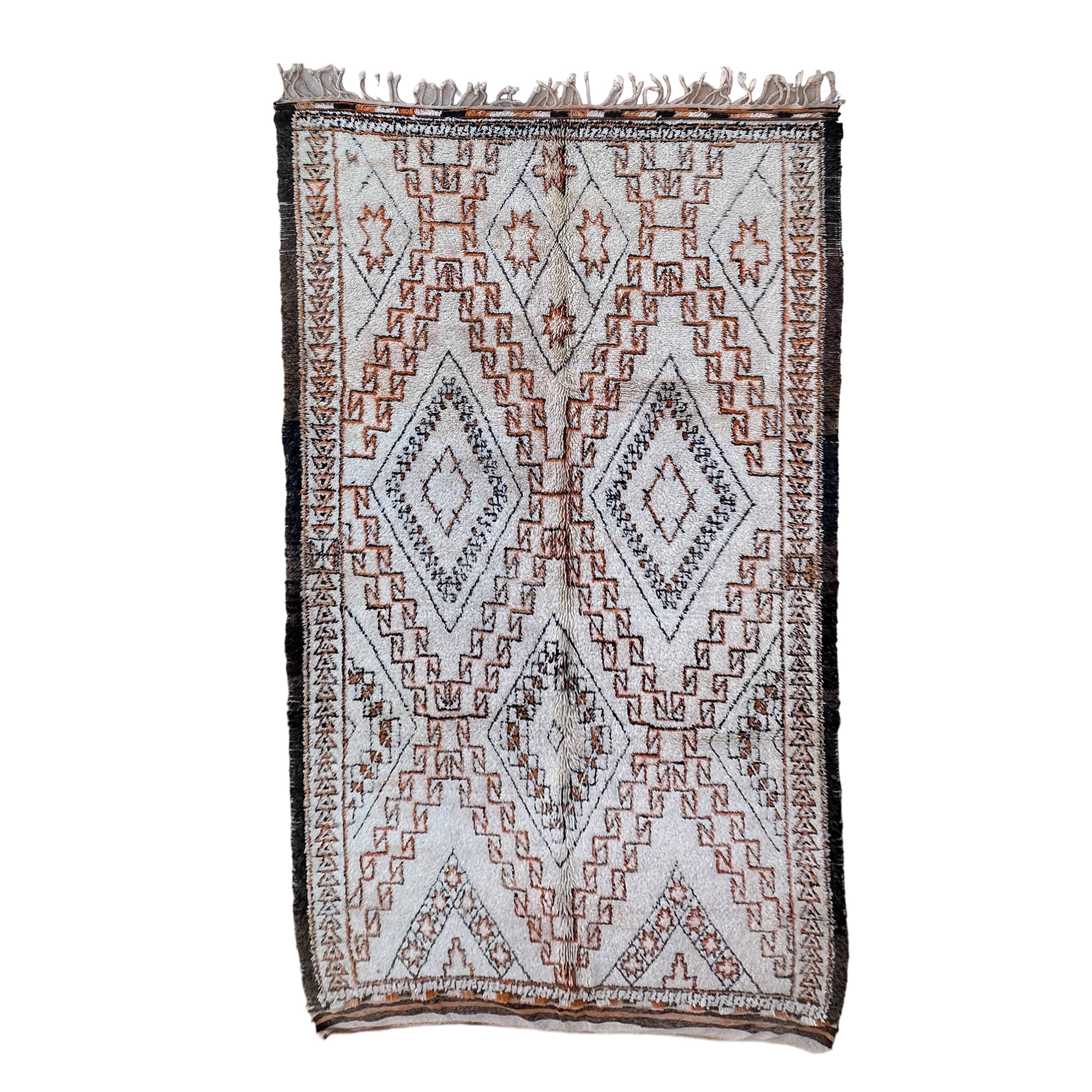 Beni Ourain Moroccan rug white - 190 x 338 cm