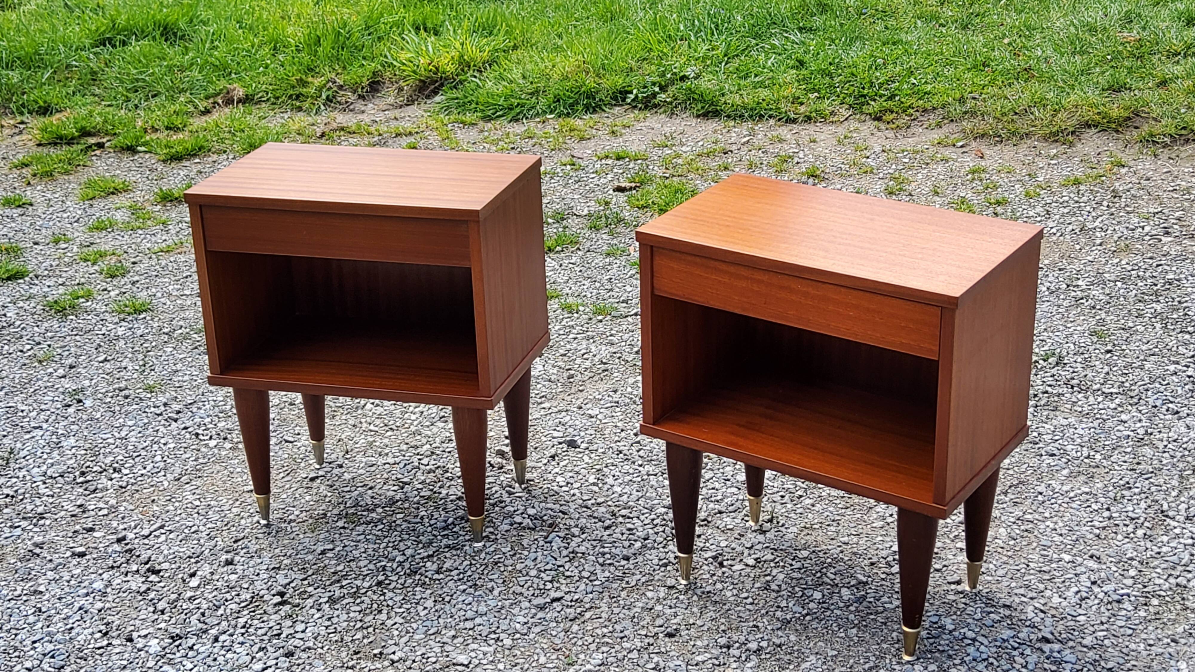 Pair of vintage bedside tables from the 60s in Scandinavian style