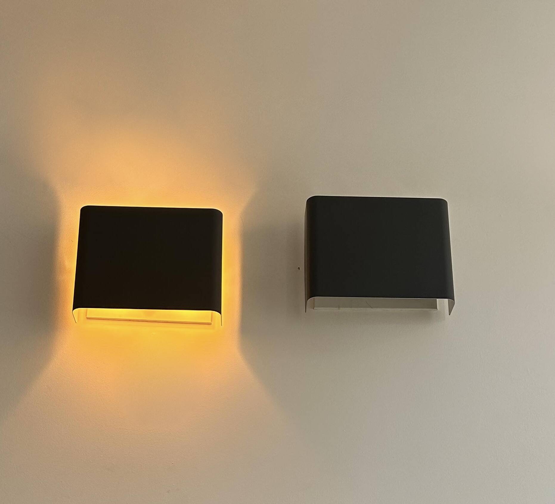Pair of vintage Doria Leuchten wall lights, matte black, Germany 1970s