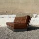 Three-seater canapé in brushed aluminium and brown leather, France, 1970.
