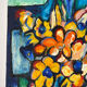 Modern bouquet and stained glass, knife oil signed