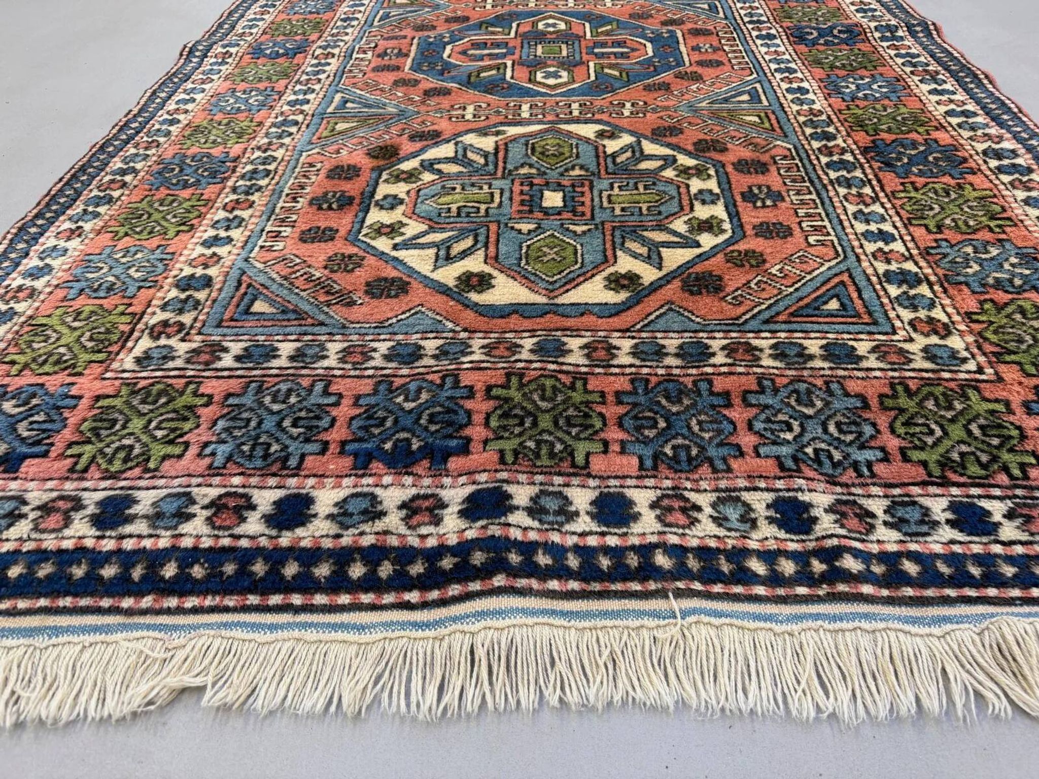 Turkish Kazak rug 270x166 cm vintage carpet, tribal handwoven large 2526