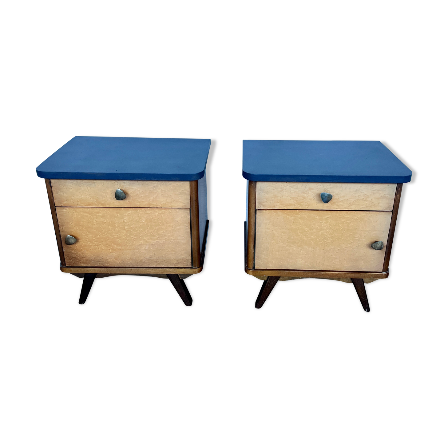 Pair of Bedside Table Bedside Table Vintage Compass Feet